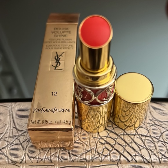 NIB! YSL Rouge Volupte Shine Lipstick In Color #12 Corail Incandescent. - Picture 4 of 10